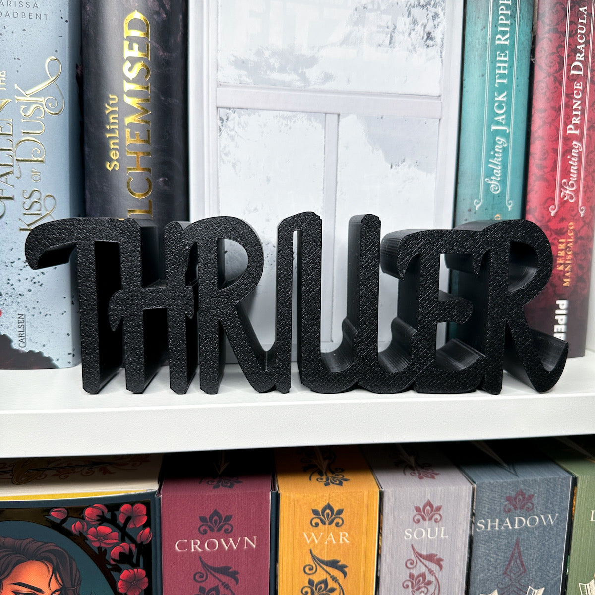 "Thriller" Buch-Aufsteller | Bücherregal Dekoration
