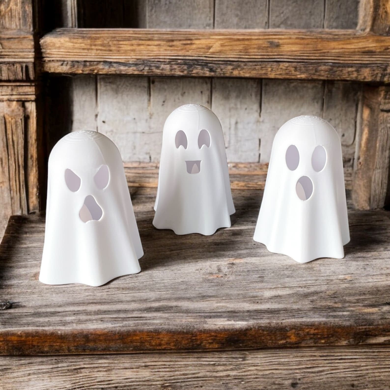 Beleuchtete LED Halloween Geister mit Fernbedienung | Halloween Deko | Gespenster Deko | Herbst Deko