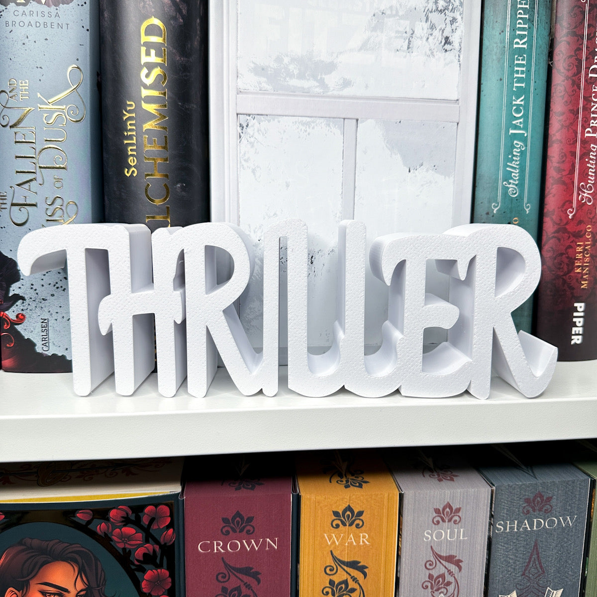 "Thriller" Buch-Aufsteller | Bücherregal Dekoration