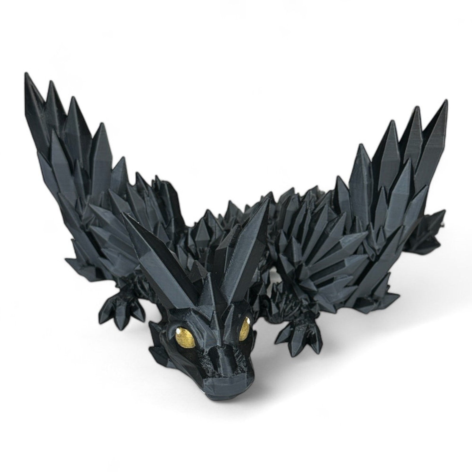 Geflügelter Crystal Drache 3D Figur schwarz (beweglich) | Bookmerch