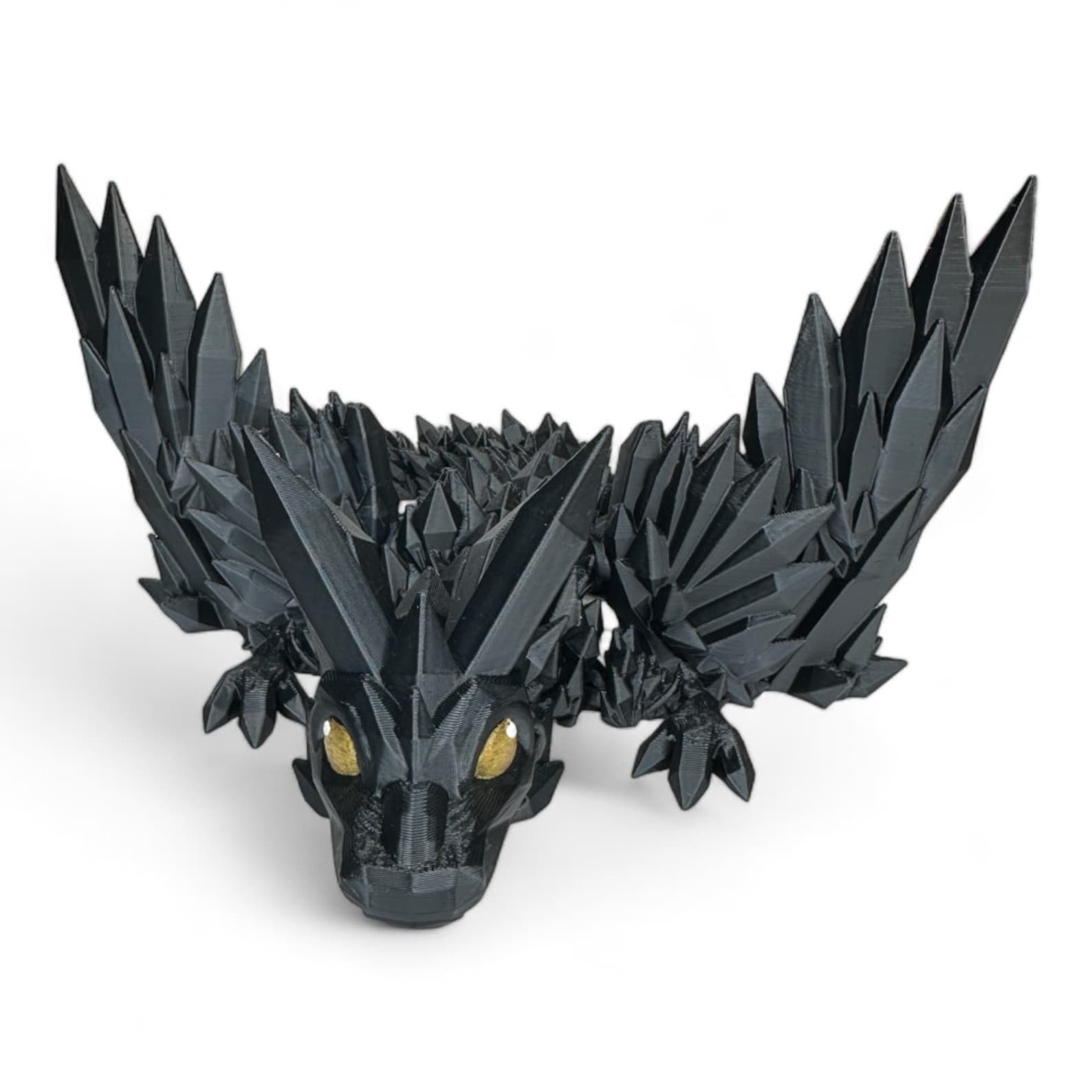 Geflügelter Crystal Drache 3D Figur schwarz (beweglich) | Bookmerch