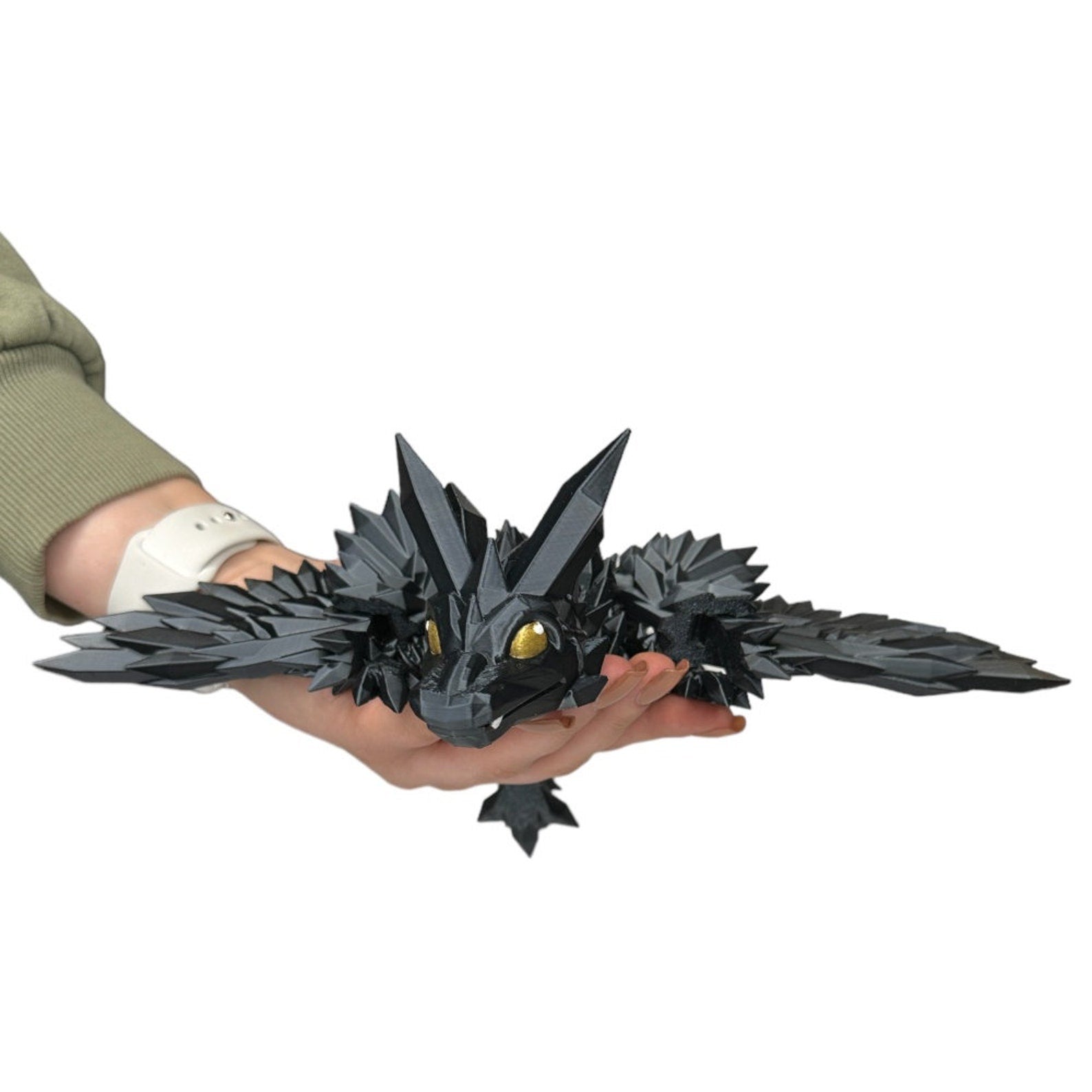 Geflügelter Crystal Drache 3D Figur schwarz (beweglich) | Bookmerch