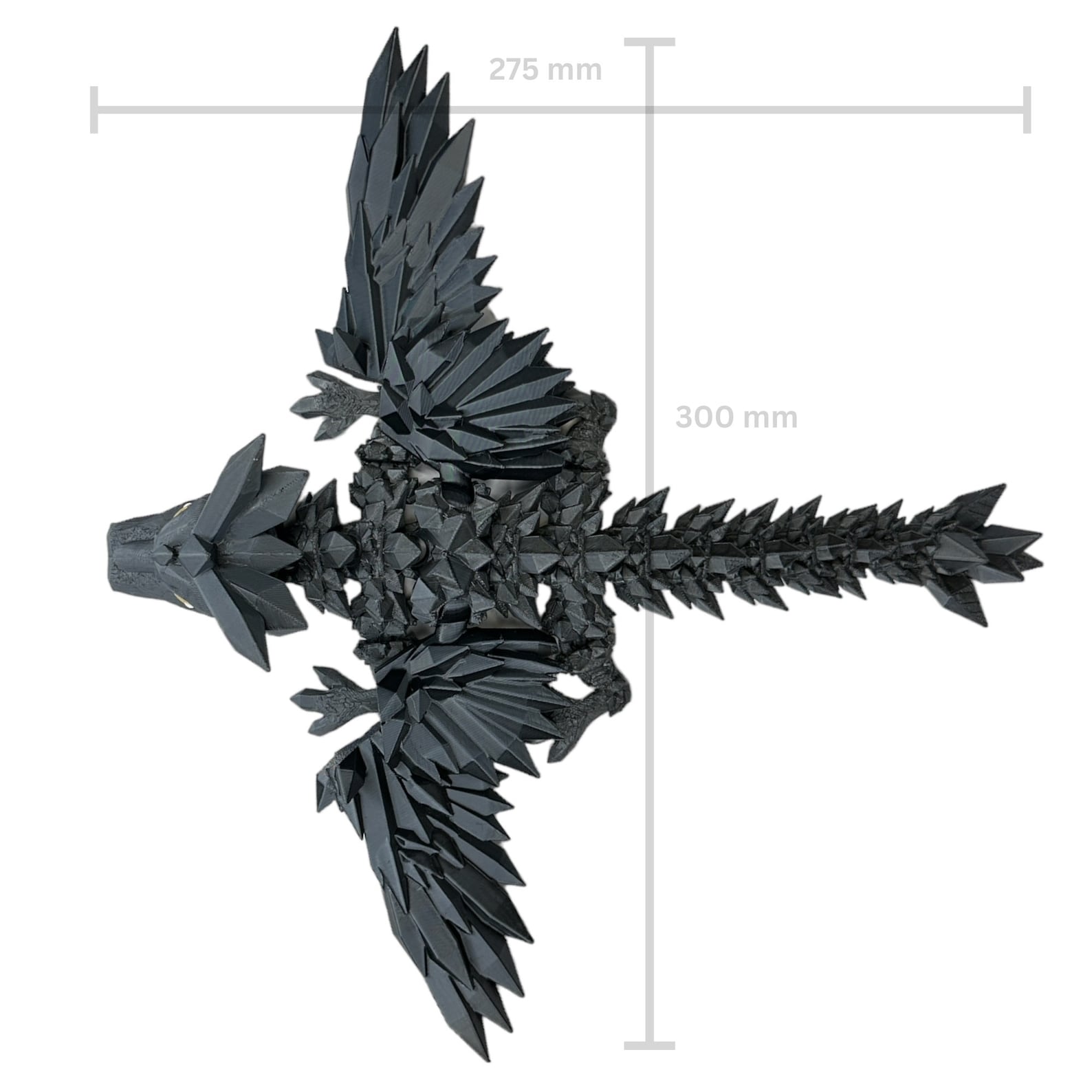 Geflügelter Crystal Drache 3D Figur schwarz (beweglich) | Bookmerch