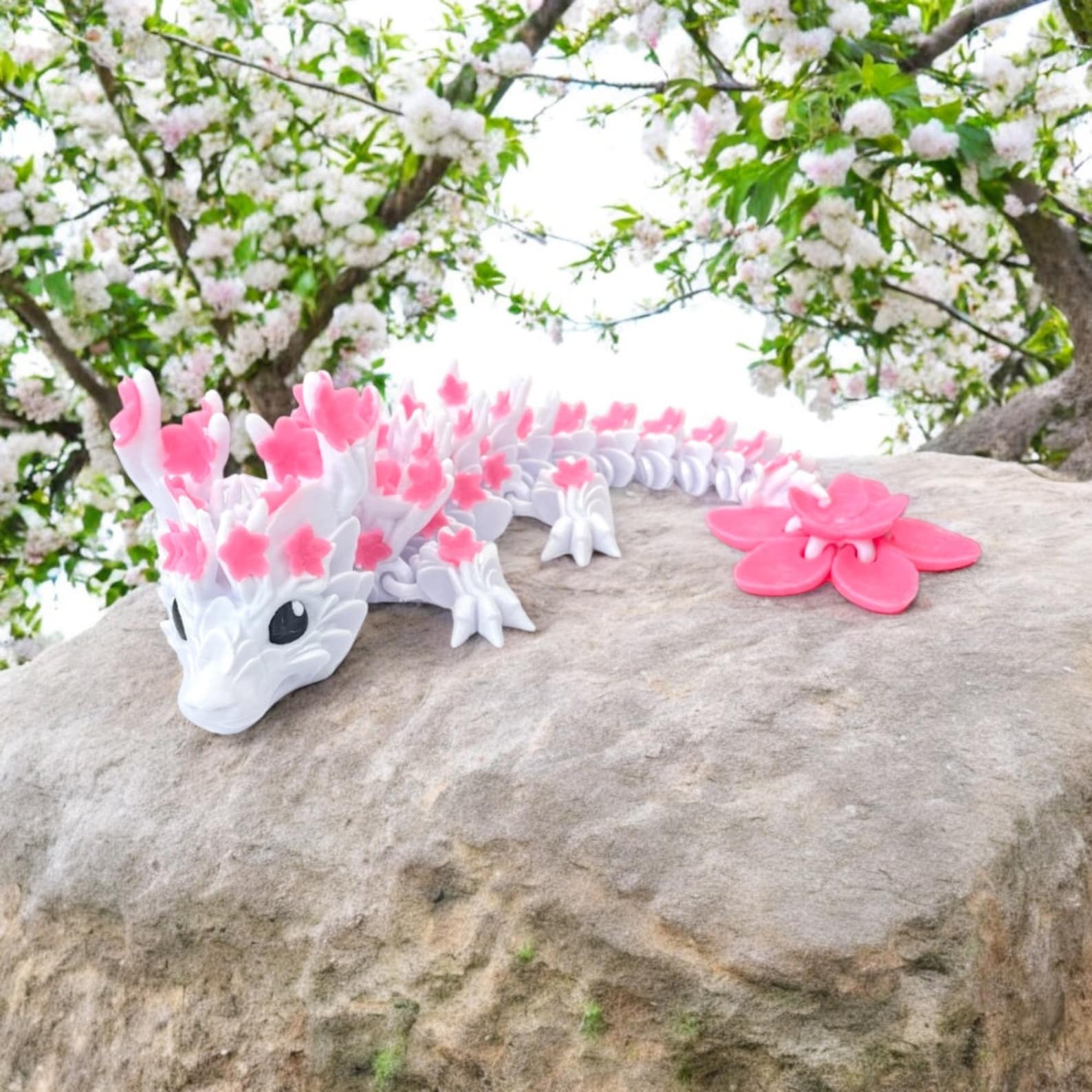 Blossom Drache 3D Figur rosa/weiß (beweglich) | Kirschblüten Drache